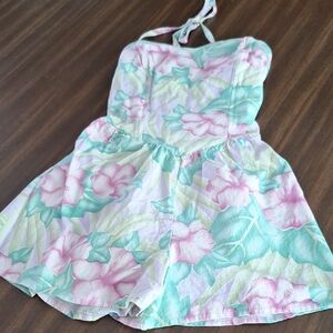 Marissa Floral Halter Romper in Pink and Green